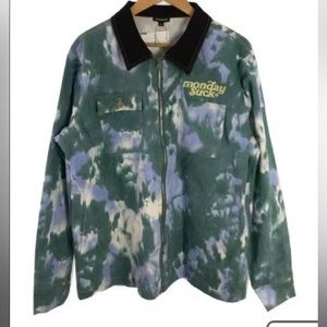 Mondaysuck Monday Suck Tie Dye zip up collared Jacket Shacket Streetwear M